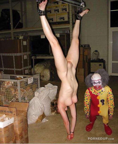 Hot Girl Suspended By Scary Midget Clown