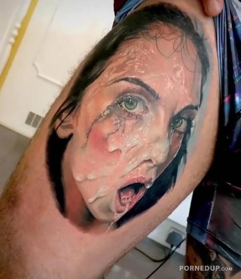 Realistic Cum Face Tattoo
