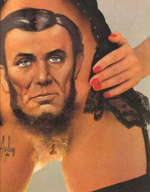 abraham lincoln painted on her pussy