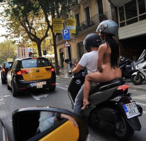 Naked Scooter Ride Through Town