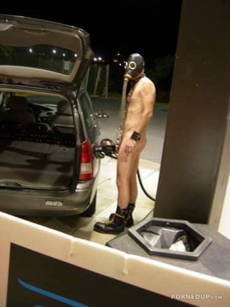 Dude Fueling Up On His Way To Kinky Party