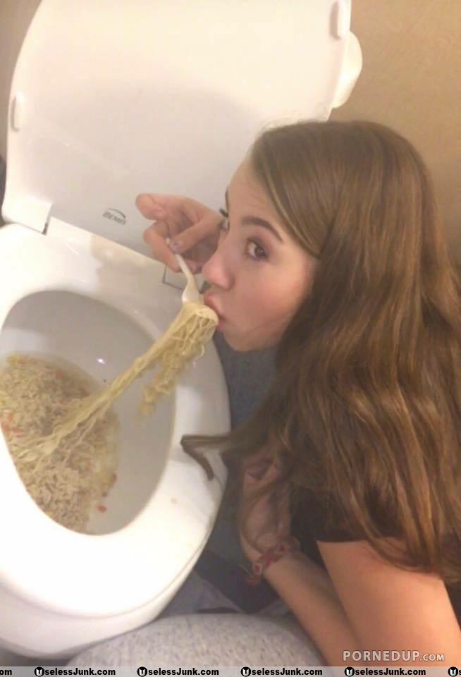 eating noodles out of toilet 
