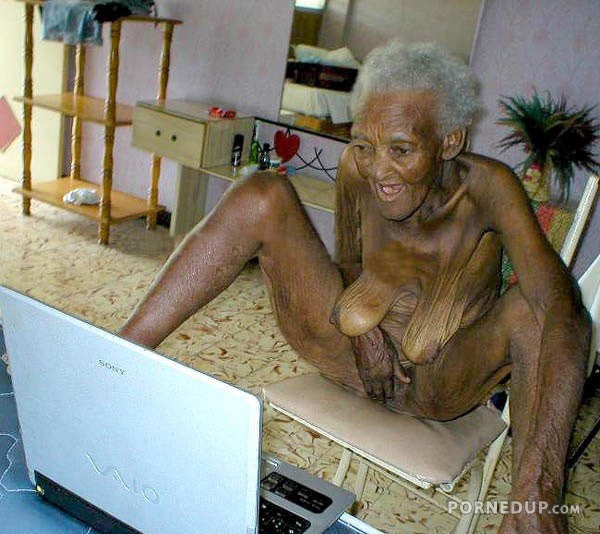 emaciated and decrepit elderly black woman masturabating