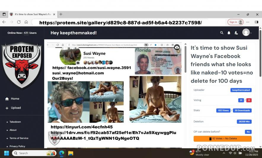 It's time to show Susi Wayne's Facebook friends what she looks like naked