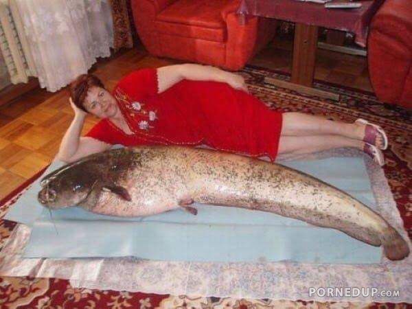 Lady Posing Next To Her Big Ass Fish