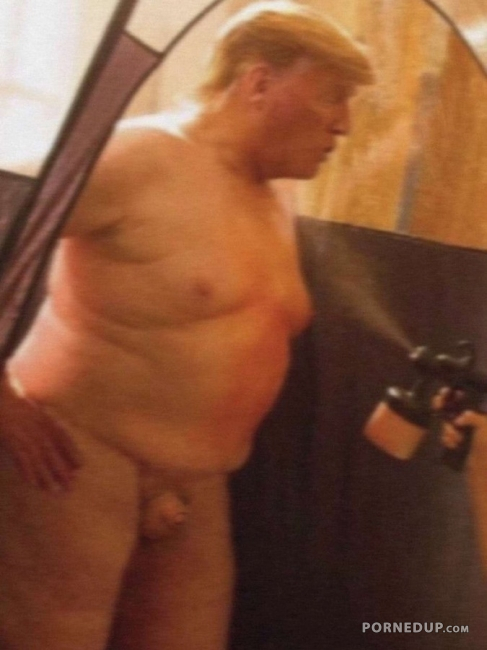 Naked Donald Trump Getting Spraytanned