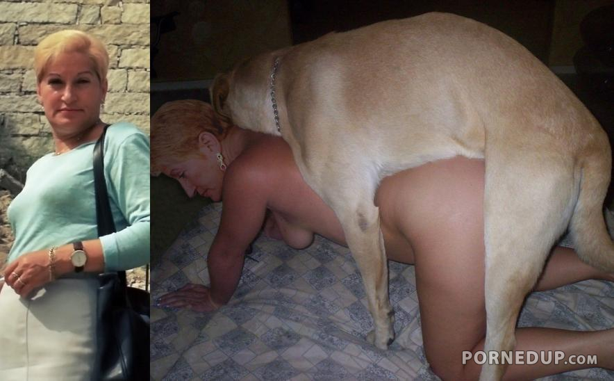 Old slut fucked by dog