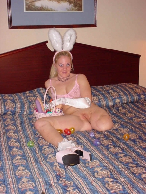 blonde amputee dressed as easter bunny