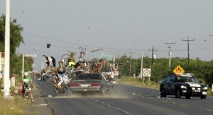 car plows into cyclists