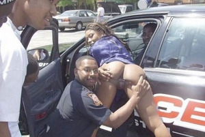 cop spreads open black chicks pussy
