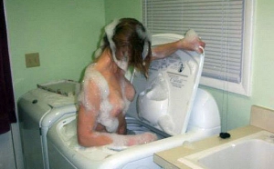 naked girl in washing machine