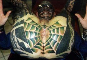 spider web tattoo on his ass