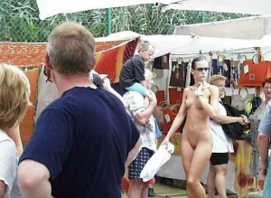 walking throughn the market naked