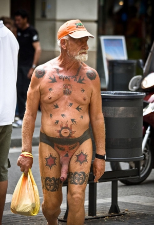 weird old guy with crazy dick tattoo