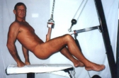 Crazy guy hanging by his balls