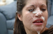 Cum all over her face