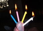 Happy birthday candles in penis